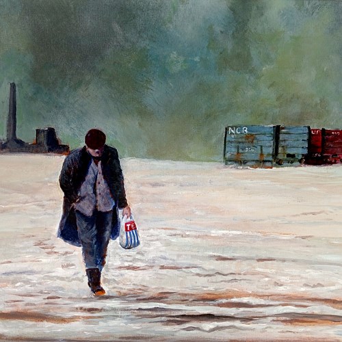 Alan White - Industrial Landscape With Man Returning From Shopping